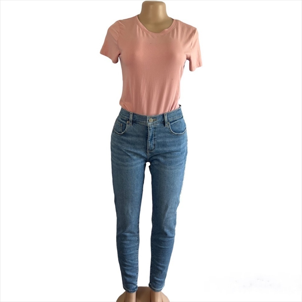 Loft Tuxedo Stripe Beaded Skinny Jeans Size 30